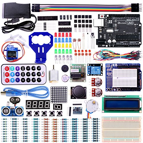 Elegoo UNO Project Power Supply Ultimate Starter Kit with Tutorial, UNO R3, Adapter, Ultrasonic Sensor, Display, Joystick, LCD1602, ect. for Arduino Mega2560 UNO Nano