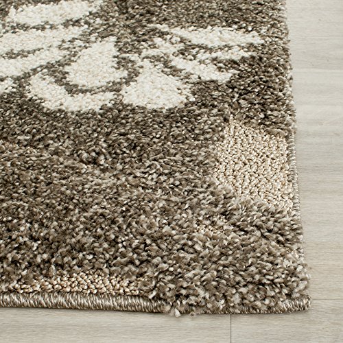 SAFAVIEH Florida Shag Collection Runner Rug - 2'3" x 8', Smoke & Beige, Floral Design, Non-Shedding & Easy Care, 1.2-inch Thick Ideal for High Traffic Areas in Living Room, Bedroom (SG459-7913)