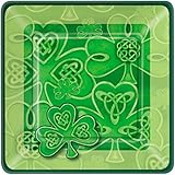 Square Saint Patrick's Day Clover Dessert Plates, 10ct