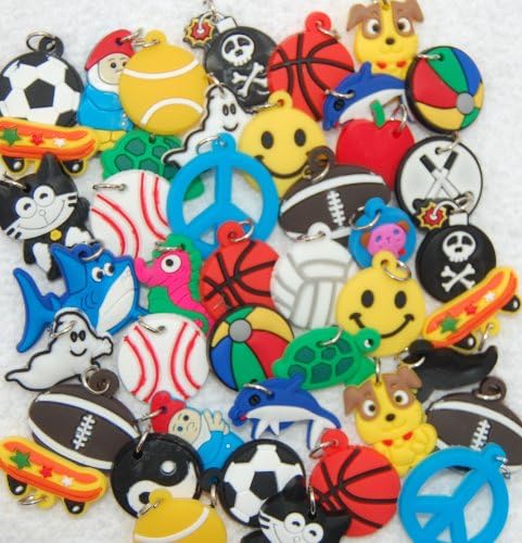 24 Boys Selection Loom Band Charms for Rainbow Rubber Band Kits and Other Jewelry or Craft Projects
