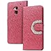 Fosmon CADDY-SEMI Leather Wallet Flip Cover Case for HTC One Max T6 (Hot Pink)