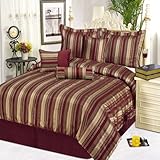LCM Home Fashions Royal Stripe 7-Piece Queen Comforter Set