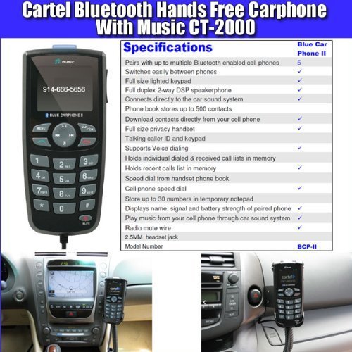 Cartel CT-2000 Bluetooth Hands Free Car Phone With Music