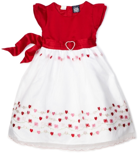 So La Vita Girls 2-6X Toddler Organza Heart Overlay 