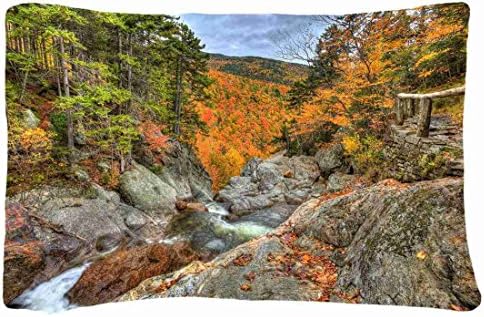 Microfiber Peach Standard Soft And Silky Decorative Pillow Case (20 * 26 Inch) - Landscapes The Head Of Glen Ellis Falls White Mountain National Forest Park New Hampshire Usar