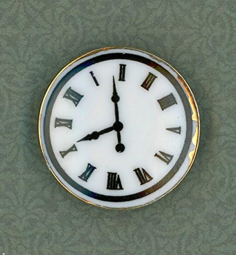 Dollhouse Miniature Porcelain Wall Clock Trimmed in Gold