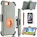 iPhone 6S Plus Case 5.5 inch, ULAK Heavy Duty Dual Layer Shockproof Protective Grip Case for Apple iPhone 6 Plus (2014)/6s Plus (2015) with Swivel Belt Clip Holster and Kickstand Gray+Orange