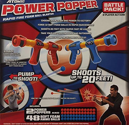 Battle Pack Set of 2, Atomic Power Popper Rapid Fire Faom Ball Blaster, Shoot s upto 20 Feet !