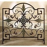 35' Wide Metal FIREPLACE FIRE SCREEN with Scroll Design