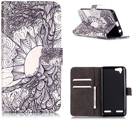 MOONCASE Lenovo Vibe K5 Case, [Life Tree] Relief Flip Pu Leather Built-in Card Slots Wallet Folio Kickstand Case Cover for Lenovo Vibe K5 / K5 Plus