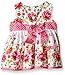 Youngland Baby Girls' Floral Print Dress with Crochet Lace Cardigan
