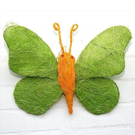 SOMMER-DEKO SCHMETTERLING AUS GRÜNEM SISAL 32 CM