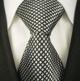 Diamond Black & Silver 100% Silk Woven Mens Designer NeckTie