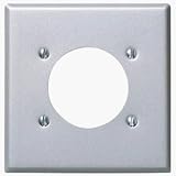 Leviton S701-GY 2-Gang Power Receptacle Wallplate, Flush Mount, 2.465-Inch Diameter, Aluminum Finish