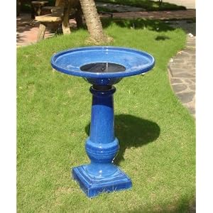 Smart Solar 25372RM1 Athena Glazed Blue Ceramic Birdbath Fountain With Solar on Demand by 