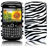 Shop4 White & Black Zebra Print Hard Back Cover Case Skin for BlackBerry 8520 / 9300 Curve Mobile Phone