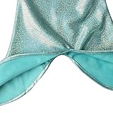 iEFiEL Girls 3pcs Swimmable Princess Mermaid Swimsuit Open Tail Hair Band (9-10, Ruched Top Blue)