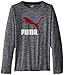 PUMA Boy's 8-20 No 1 Long Sleeve Logo Tee, Coal Heather Grey, Large