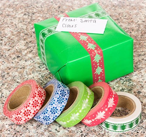 TapeArt Washi Tape Set - High Quality Decorative Masking and Adhesive Paper Tape - Lifetime Guarantee - Holiday