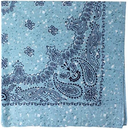 Bandanas By The Dozen 100% Cotton 12-Pack 22" x 22" - Paisley Stone Wash Blue