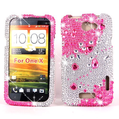 Cellularvilla (Tm) Case for Htc One X At&t Big Pink Silver Diamond Hard Case Cover. Cellularvilla (Tm) Case for Htc One X At&t Big Pink Silver Diamond Hard Case Cover.