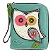 Chala Teal Hoo Hoo Owl Zip-Around Wallet/Wristlet