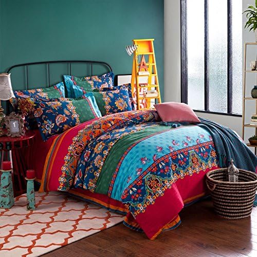 Norson Boho Style Bedding Set Bohemian Ethnic Style Bedding Set Boho Duvet Cover Set Camel Pattern Bedding Set Queen / King 4pcs (Full, 2)