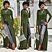 Flymall Women Long Sleeve Open Side Split Long Maxi Dress T Shirts Tops (XL, Army green)
