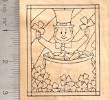 St. Patrick's Day Leprechaun Rubber Stamp - Wood Mounted