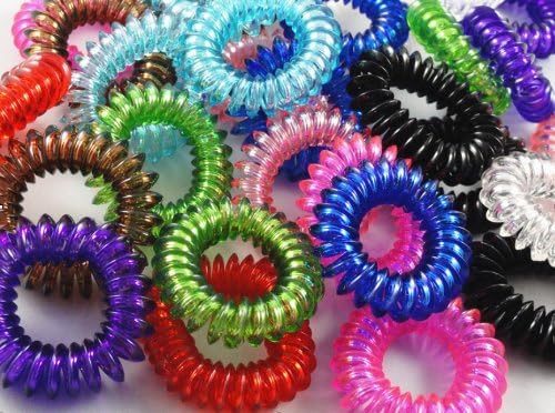 35pcs White Transparent Hearts Telephone Line Hair Ring Elastic Hair Accessory