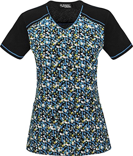 Runway by Cherokee Women's V-Neck Abstract Print Scrub Top