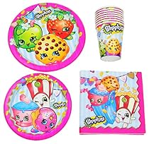 Shopkins Birthday Party Supplies Pack Bundle - Lunch Plates, Dessert Plates, Napkins, Cups
