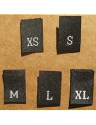 125 pcs WOVEN CLOTHING LABELS SIZE TAGS BLACK - XS S M L XL (25pcs each size)