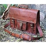 handolederco. Vintage Leather Laptop Bag 15" Messenger Handmade Briefcase Crossbody Shoulder Bag