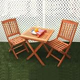 Vifah manufacturing - Vifah 3 Piece Glaser Folding Bistro Set - FSC Eucalyptus Hardwood