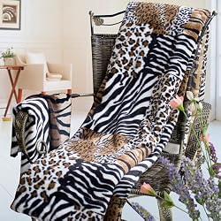 Blancho Bedding - [Patchwork] Micro Mink Fur Throw Blanket w/ 14.5 OZ filling (50 by 70 inches)