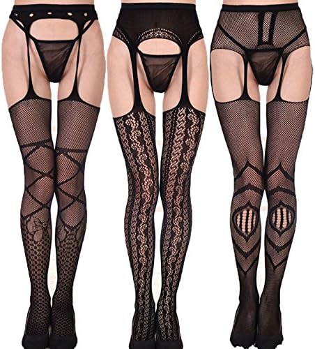 Annisking 3 Pairs Women's Sexy Fishnet Pantyhose Tights Suspender ZSdk-b01