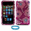 Premium Two Piece Pink Candy Flower Rhinestone Design Protective Crystal Case Cover for iPod Touch 4th Generation + SumacLife TM Wisdom Courage Wristband