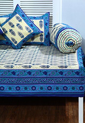 8 pcs Diwan Set in blue color with hand block print