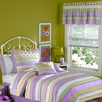 Annas Ruffle Twin Quilt with Pillow Sham in Purple