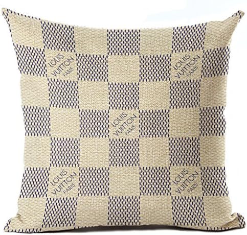 Pillow Cover Decorative Pillow Pillow Beige Classic Monogram Pillow Fashion Pillow Home Decor Couture LV Inspired Throw Pillows Damier Azur
