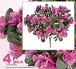 FOUR 15" Azalea Artificial Silk Flower Bushes with Bendable Stems