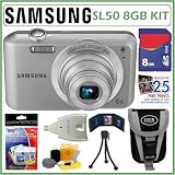 Samsung SL50 10.2MP Digital Camera with 27mm Lens in Silver + 8GB Deluxe Accessory Kit