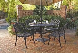 Home Styles Biscayne 5PC 42" Round Outdoor Dining Set in Black Finish