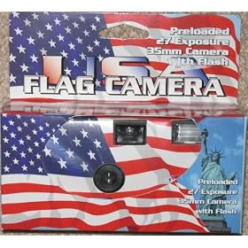 Disposable Preloaded 27 Exp 35mm USA Flag Camera with Flash by 