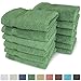 SALBAKOS Luxury Hotel & Spa Turkish Cotton 12-Piece Washcloth Set for Bath - Shower | Toallas De Baño, 13 x 13 Inch, Green, 12 Washcloths