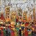 Portfolio Canvas Decor Large Printed Canvas Wall Art Painting, 35 by 35-Inch, City Lights, Framed and Stretched Ready to Hang