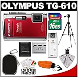 Olympus Tough TG-610 Shock & Waterproof Digital Camera (Red) with 16GB Card ....
