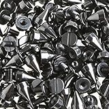 eART Black Cone Spike and Studs Metal Screw Spots for Leathercraft Rivet Bullet Leather 100 Sets 9mm