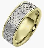 8mm Multi Texture Two-Tone 18 Karat Gold Comfort Fit Wedding Band Ring